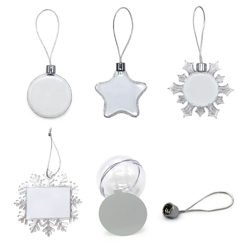 Sublimation Plain Plastic Round Transparent Floating Christmas Tree Xmas Ornaments