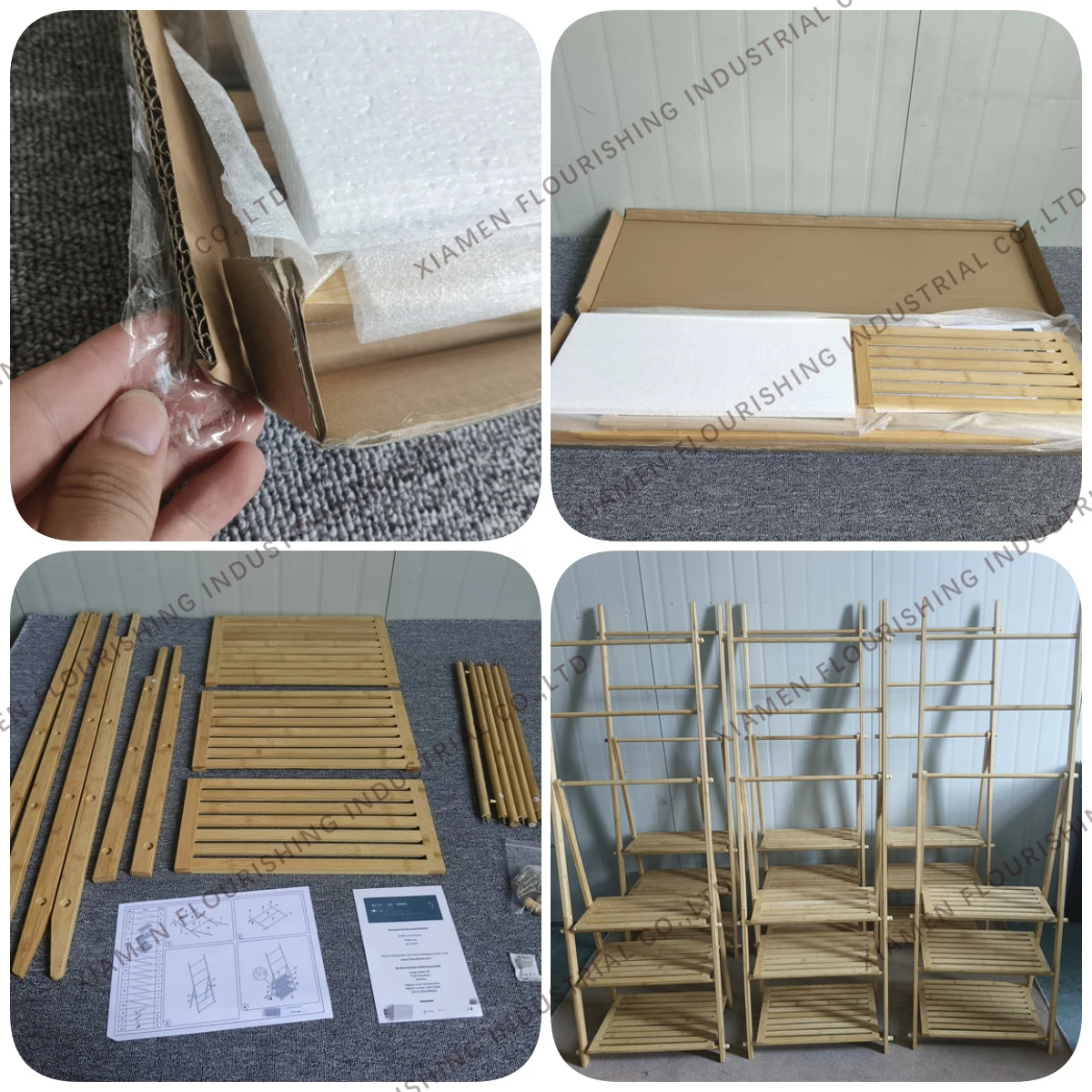 Foldable Storage Holder Clothes Stand Wooden Ladder with 3 Shelves 3 Towel Rails Folding Bamboo Towel Rack for Shower Bathroom