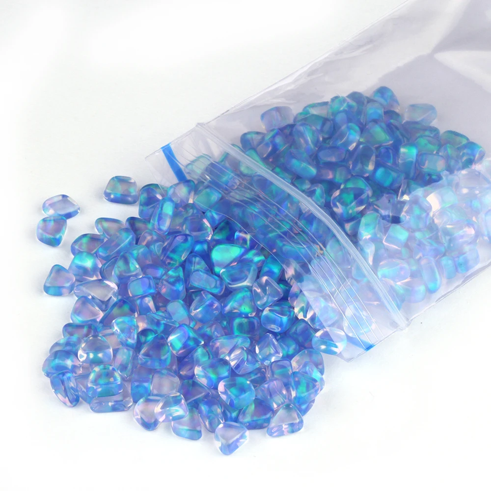 2023 Water Blue Green Stone Heat Process Irregular Synthetic Opal Resin Free 900 C Resistant Stone for Heat Blowing Decor