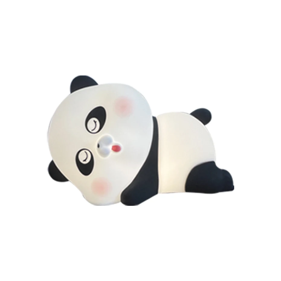 Cute Panda Silicone Night Light RGB LED Color Changeable Sensitive Tap Control Silicone LED Lamp for Baby Kids Adult Bedroom