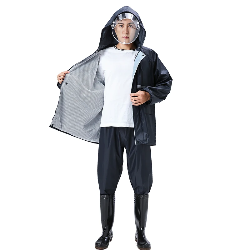 Wholesale 2021 adults waterproof polyester raincoat rain pants breathable mens sport cycling rain coats jackets