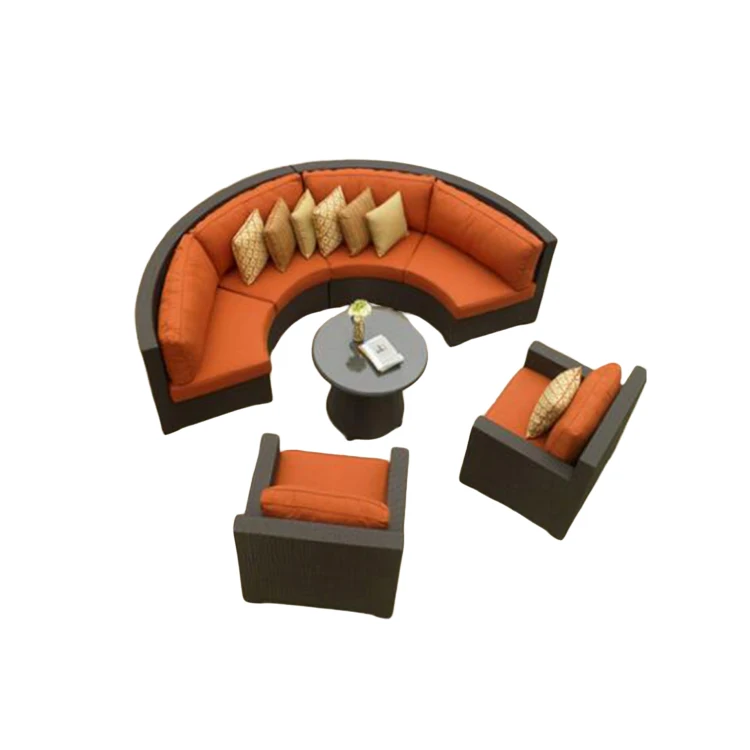 Round shape outdoor balcony PE rattan furniture sofa sets