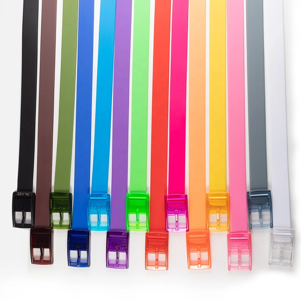 Hot Selling TPE Material Belt Unisex Colorful Plastic Pin Buckle Silicone Waist Belt For Men Women