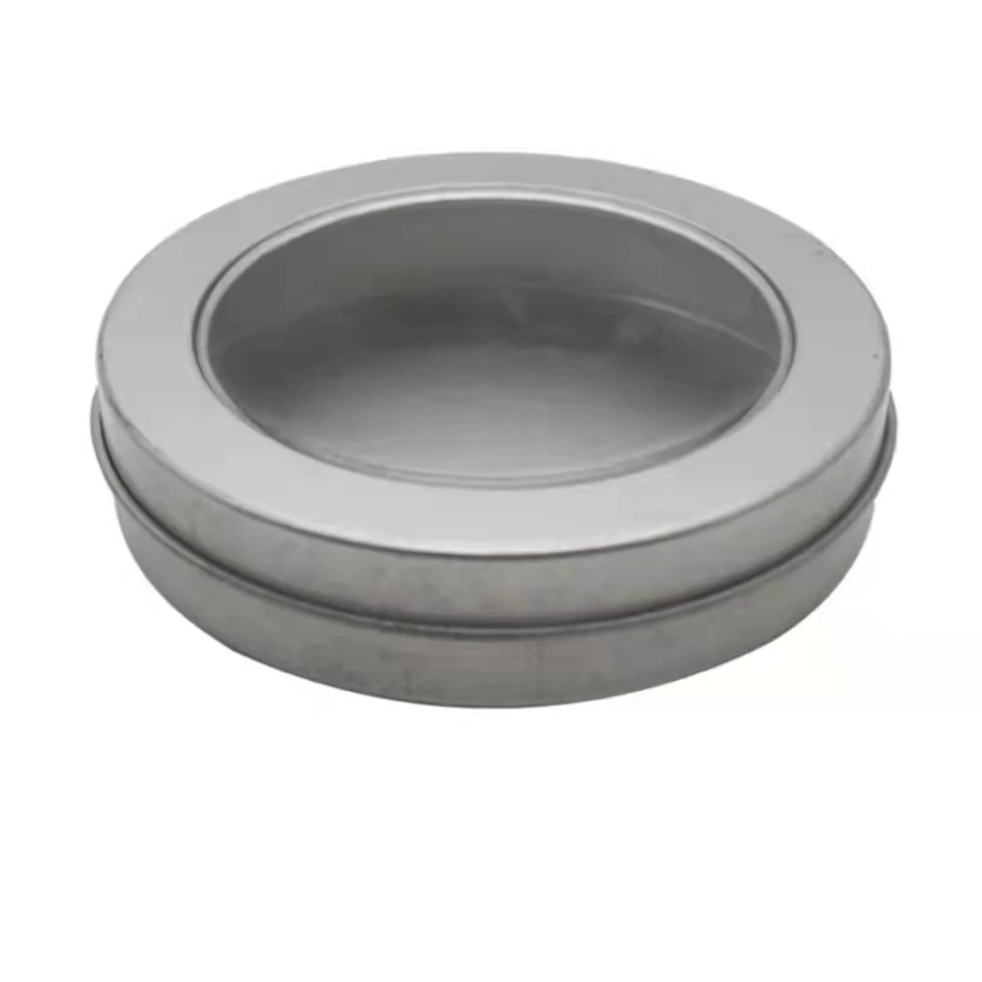 Custom Logo Round Food  Grade  Empty Pvc Clear Window Candy With Foam Insert Mint Gift Wedding Tin Box For Packing