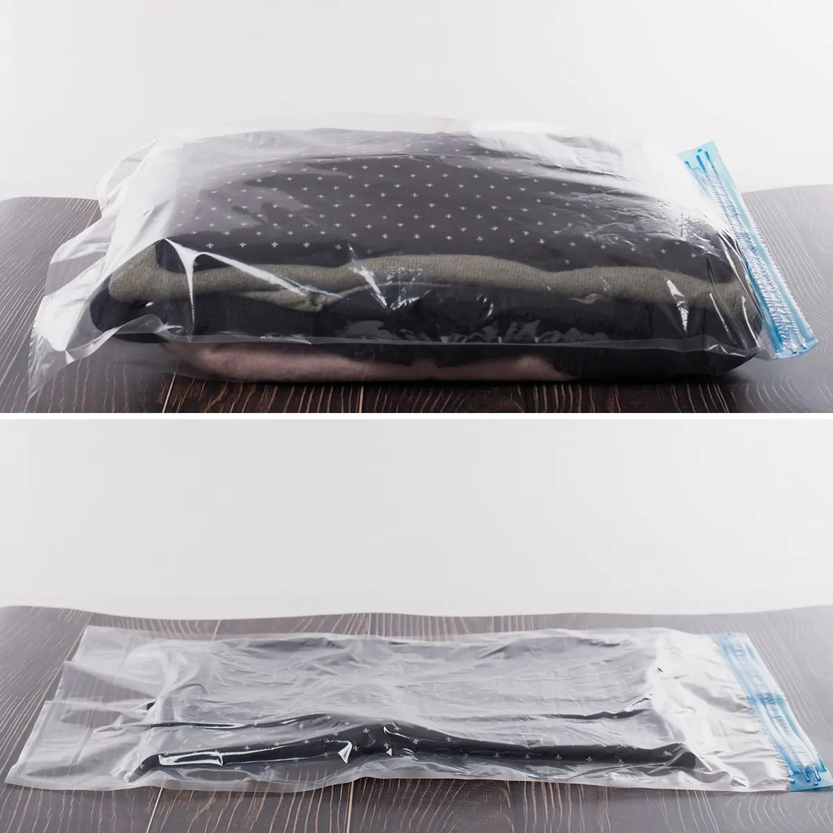Clothing Vacuum Compression Bag with Inflator Hand Pump Space Saver Storage Pouch Travel Essential Storage Bags Transparent PA