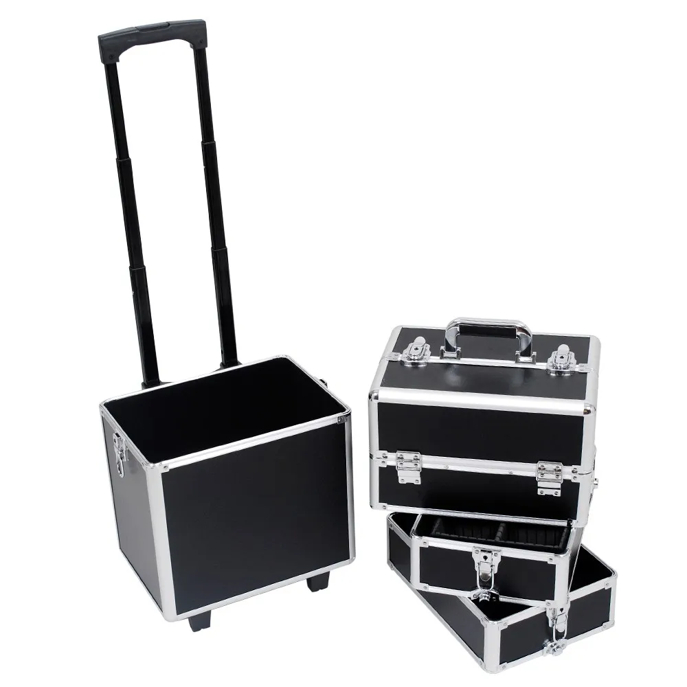 4 in 1 Makeup Nail Case Vanity Hairdressing Cosmetics Beauty Box Trolley
