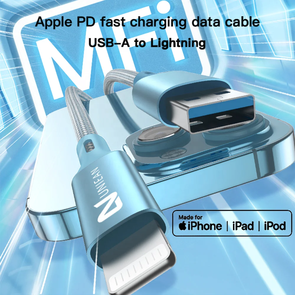 Charging Cable USB A to Lightning Cable iPhone MFI Certified Lightning USB Kabel USB Logo 2m 3 m with Box for iPhone