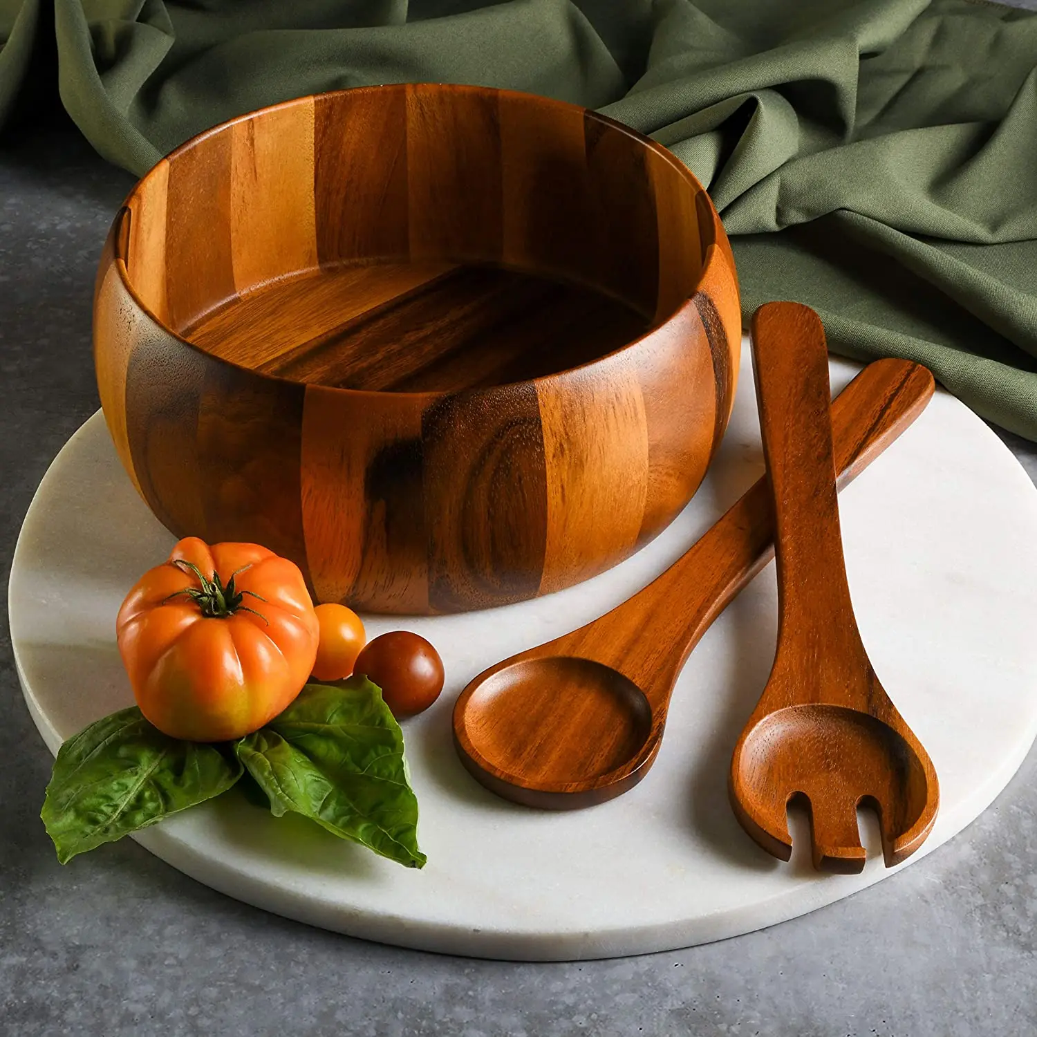 XH Acacia Wood Salad Bowl set of 3 pcs with salad server
