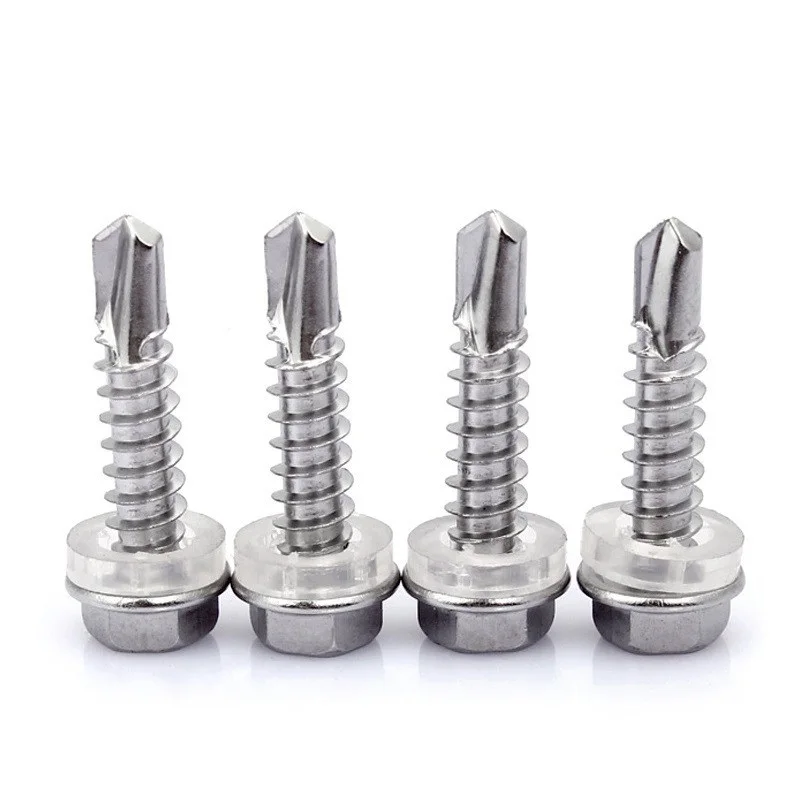 Stainless steel DIN7504K Hexagon  head self drilling screw with EPDM washer