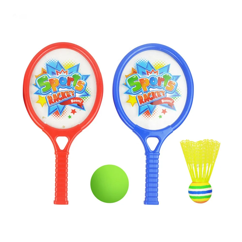 Custom Cheap Kids Outdoor Sport Training Game Toy Small Tennis Racket with Badminton and Plastic Ball