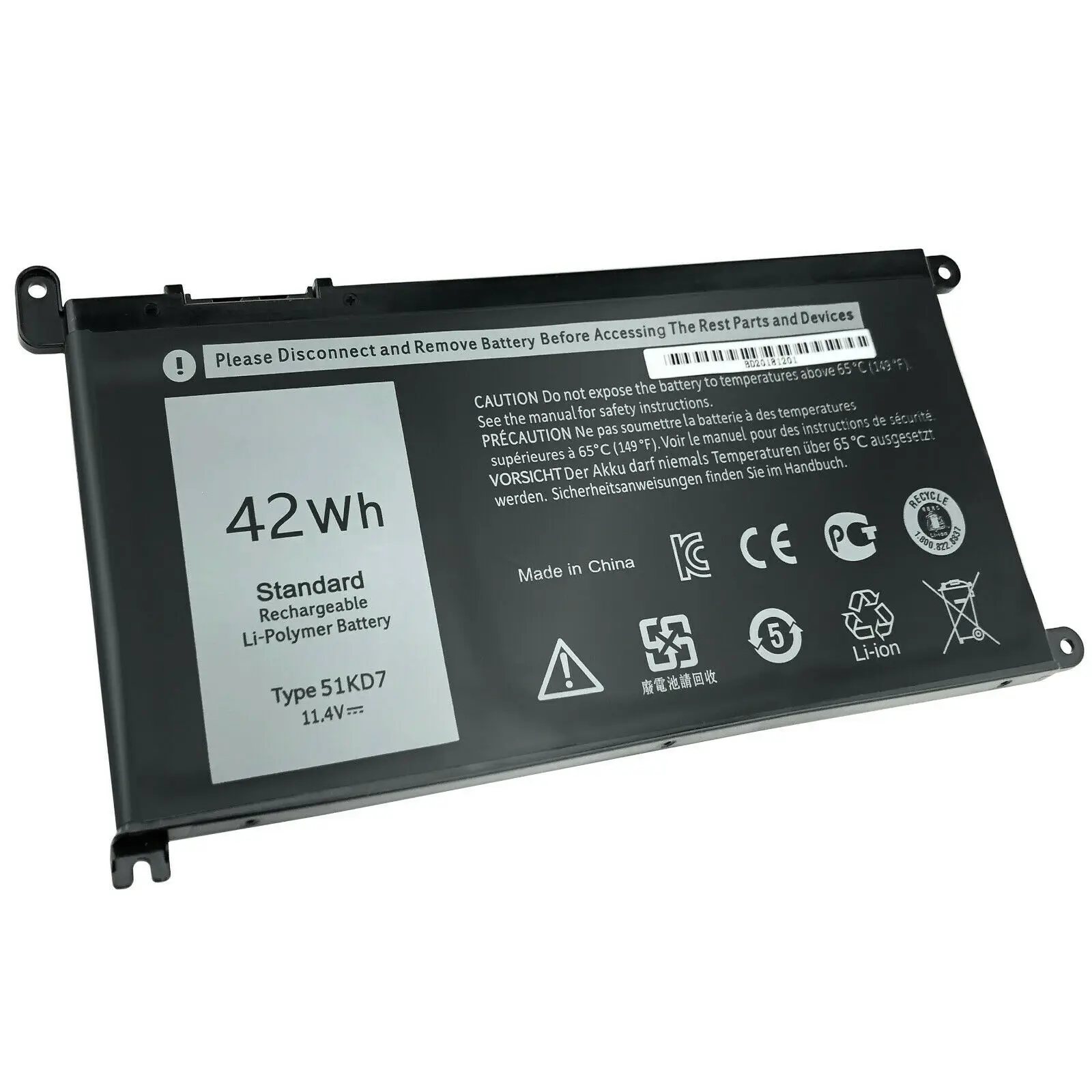 51KD7 Y07HK P28T001 FY8XM 0FY8XM Laptop Battery Replacement for Dell Chromebook 11 3100 3180 3189 5190 3181 Notebook Batteries