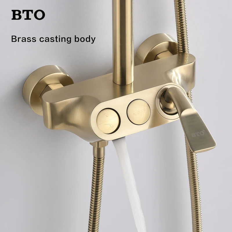 BTO Wholesale  Hot selling showers bathroom Multifunctional brushed gold shower bathroom sets shower