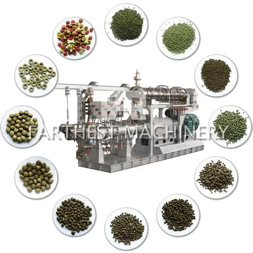 Horizontal Structure 1 ton per hour Floating Big Fish Feed Pellet Machine Line Extruder