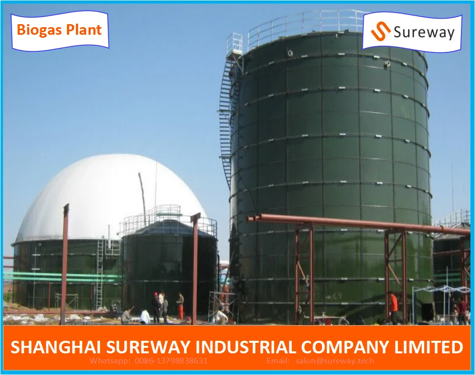 1*1200 м3 Cstr + 1*2000 м3 Uasb стальной резервуар/варочная Биогазовая установка