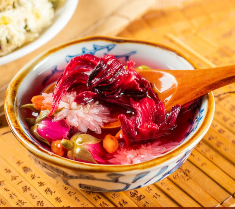 Chinese flower fruits tea Hibiscus red dates chrysanthemum gojiberry beauty detox release herbal tea