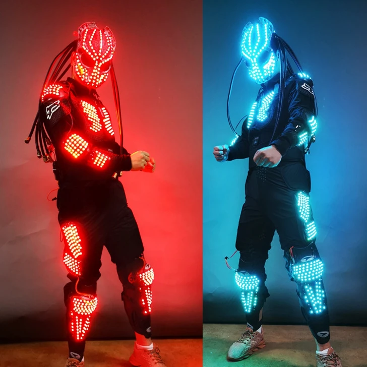 RICHSHINING RGB светодиодный светящийся робот костюм для сценического выступления DJ Хэллоуин и Новогодние вечеринки в ночных клубных барах