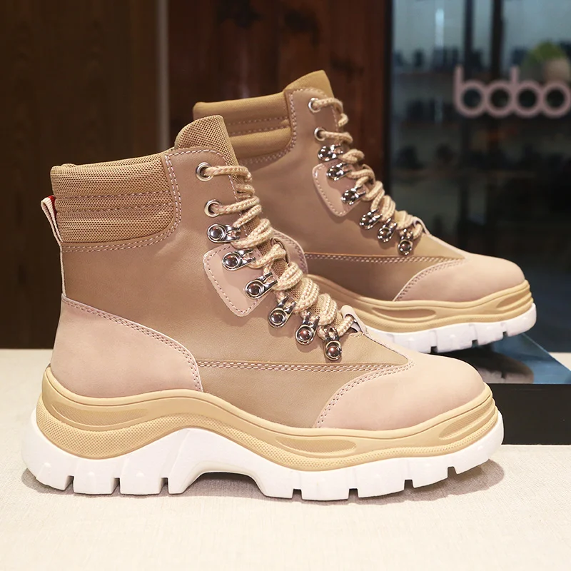 
classical type mesh lining girls khaki boot shoes for autumn winter women sneaker boot 