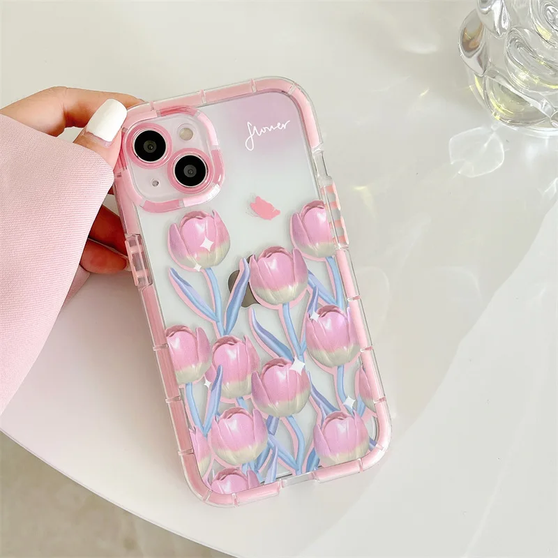 Flower Pink Phone Cover For iPhone xr to 13 Pro Case For Girl Phone Case iPhone For Telephone Case iPhone 13