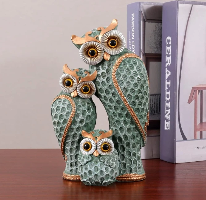 Cute Family of Three owl Figure Owl Statues Home Decor for Shelf Owl Gifts Decoration for Home,Office
