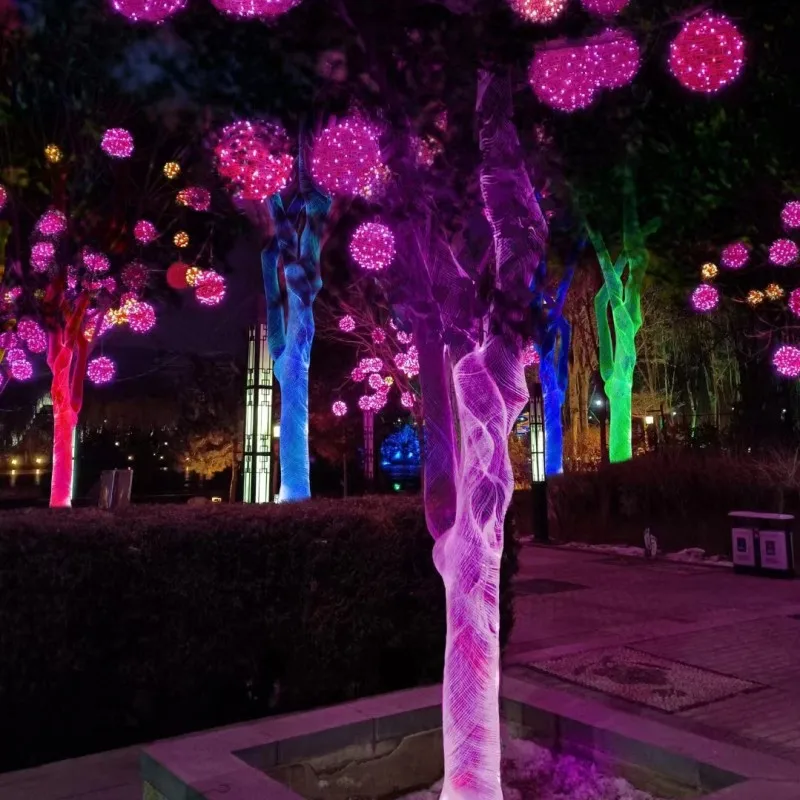 Indoor Outdoor IP65 LED Fiber Optic Star Ceiling Net Lights Kit Christmas Garden Lighting Decor Neon Mesh Indoor Outdoor IP65
