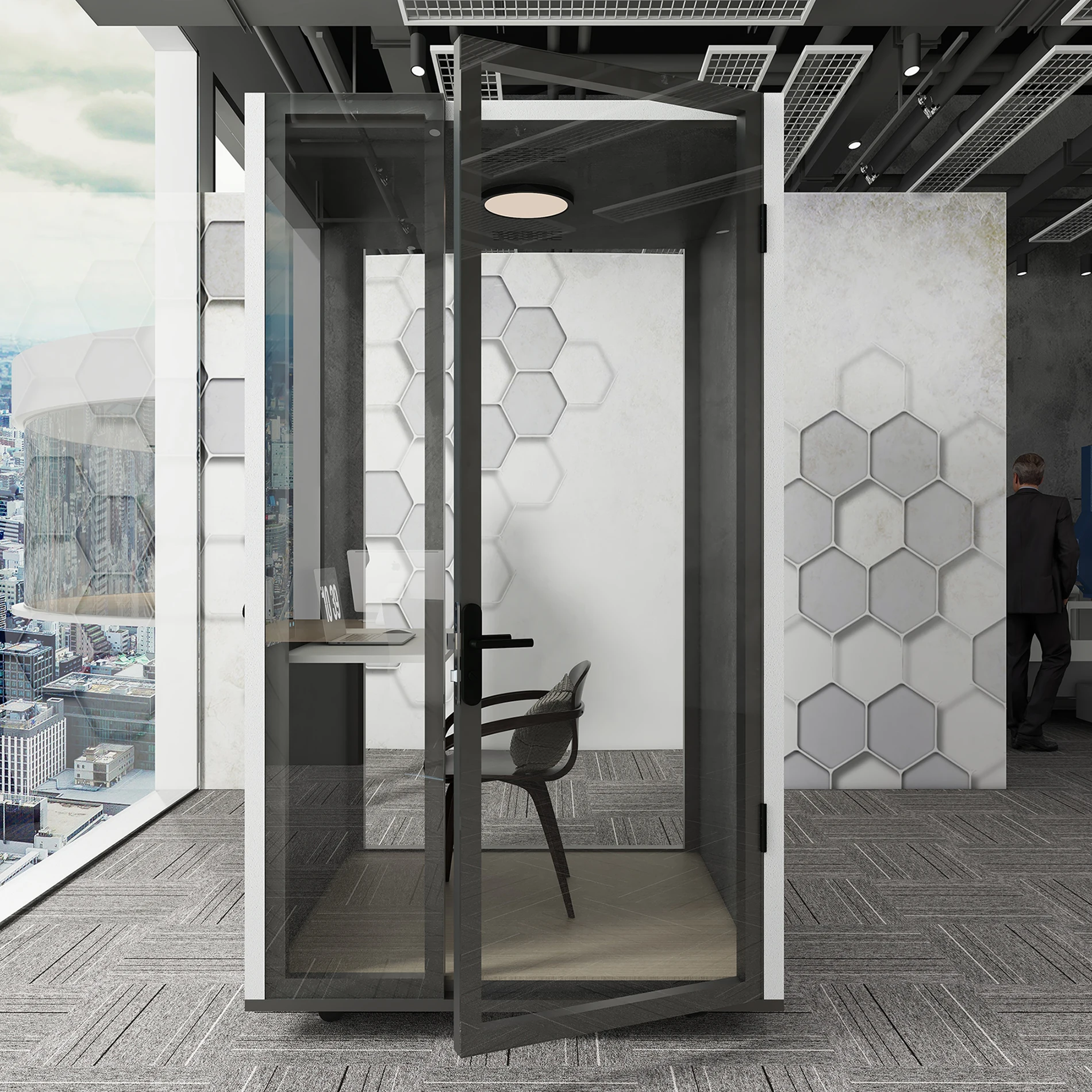 Removable Soundproof Movable Silence Vocal Booth Private Telephone Call Pod with Ventilation System Office Phone Booth