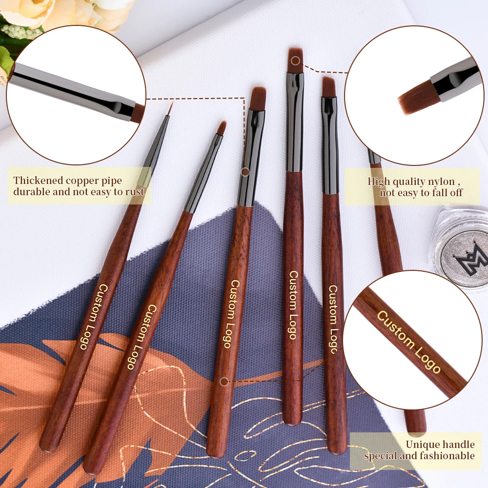 Custom LOGO wooden Nail Brushes 100% Kolinsky Acrylic Nail Brush Pure Kolinsky Nail Art Brush design