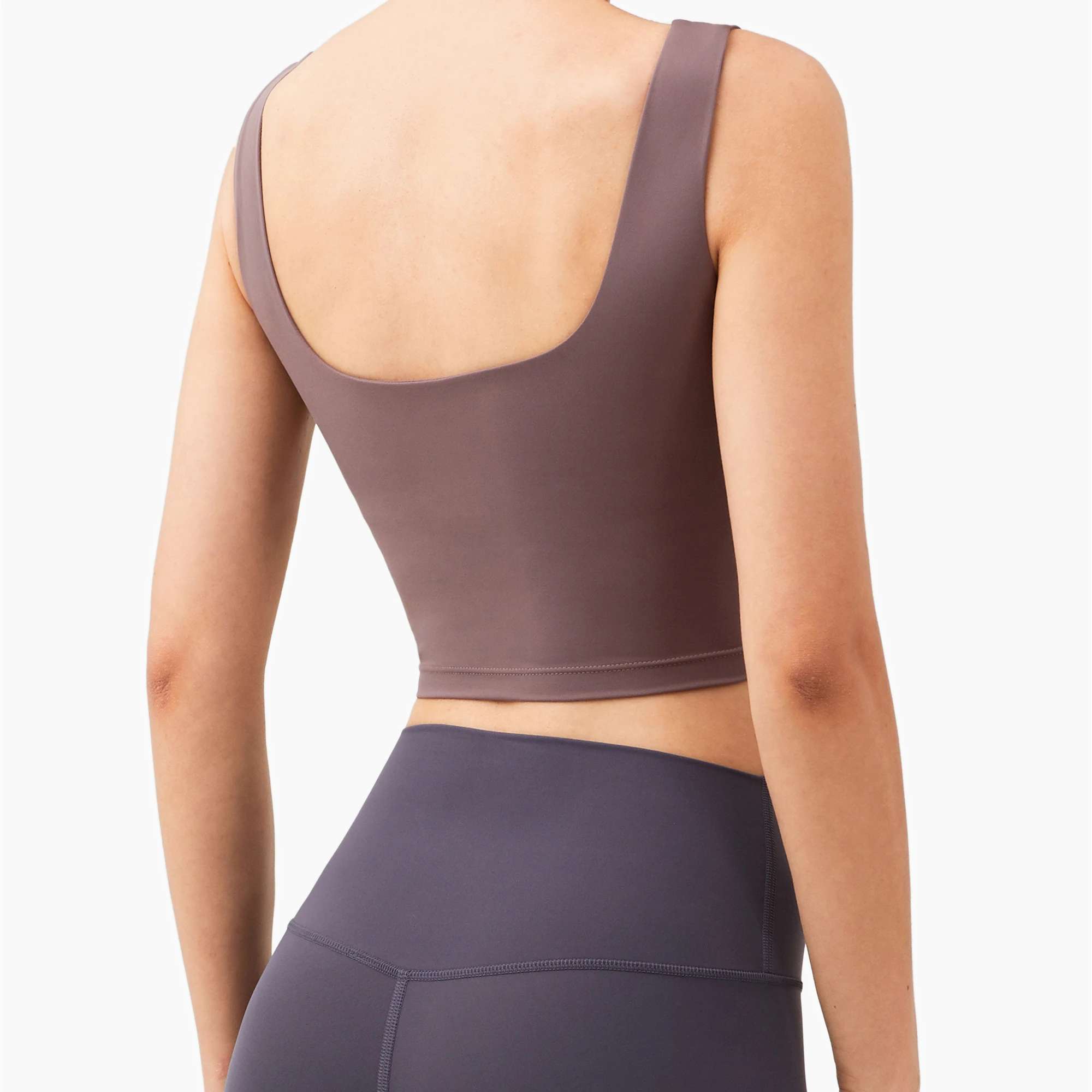 Nude women sense false two shock-proof sports deep U back yoga vest type bra