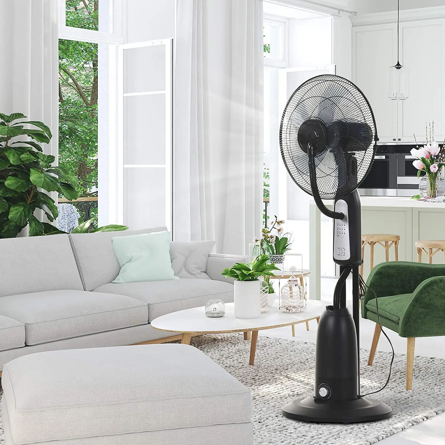 New Design timer Radial mesh Grille diffuser electric stand fan water fan