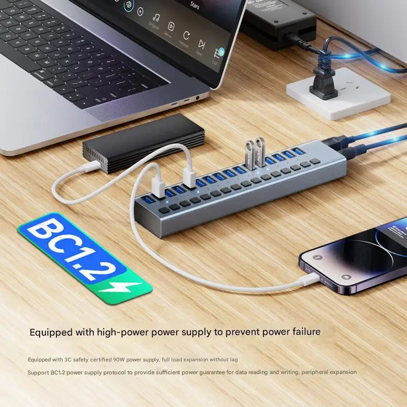 USB-3 0 16 в 1 с адаптером питания 90 Вт 12 В 7 5 А