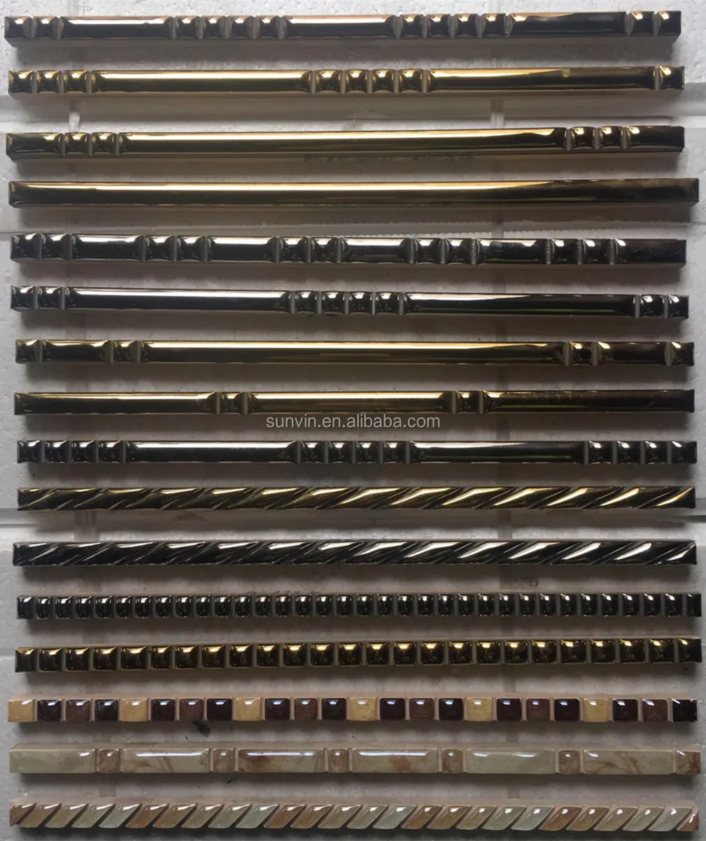 Gold Trim Tiles Silver Pencil Border Tile 40x300mm Price in FOSHAN