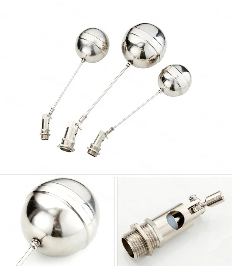 chrome or nickel plating Brass  body float valve with stainless steel rod & ball water level control for water tank