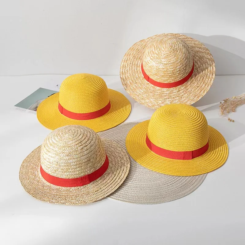 Manufacturer Neck String Anime Flat Japanese personalized D. Luffy Straw Hat Cartoon luffy straw hat for summer