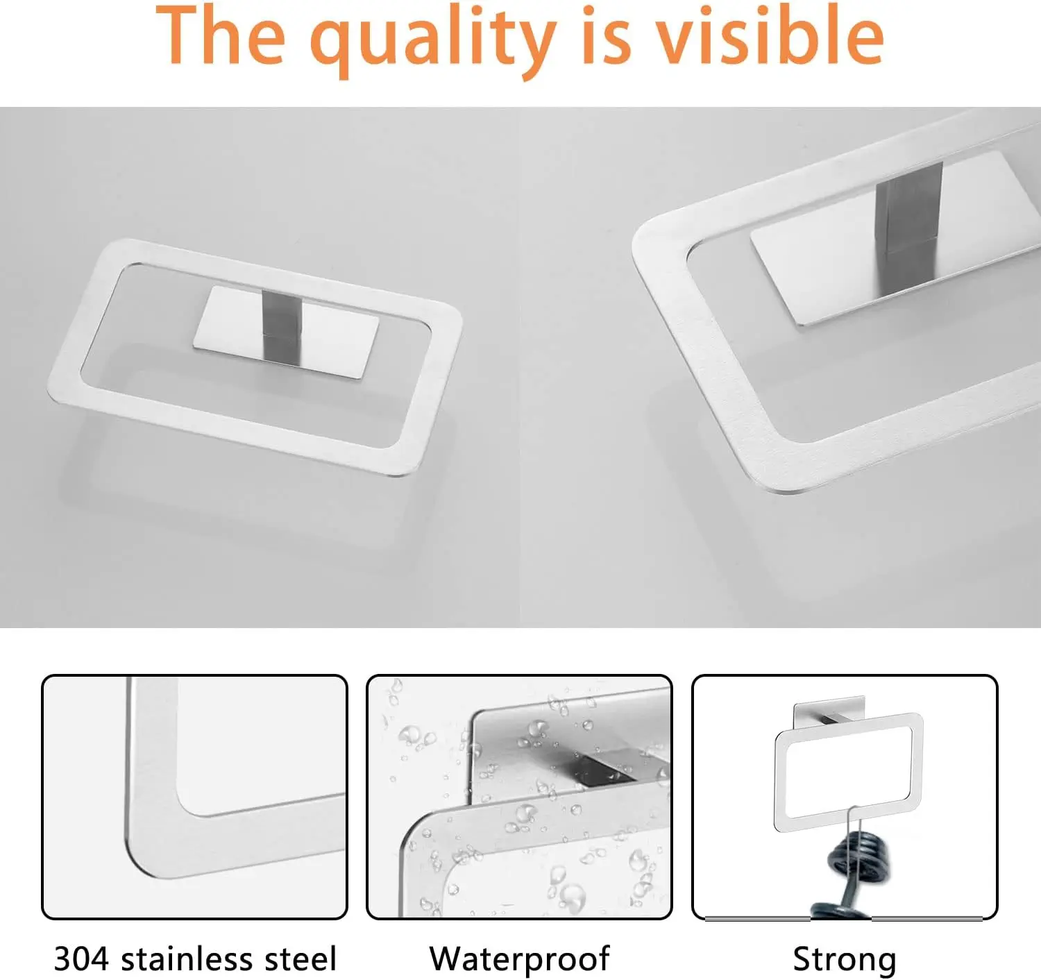 Self adhesive towel ring Self adhesive towel ring Stainless steel anti rust bathroom towel rack wall mounted SUS 304