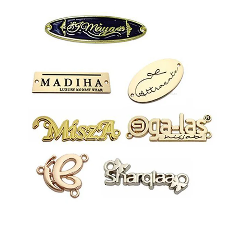 Custom Black Engraved Metal Brand Garment Handbag Label Plate Tags for Clothing