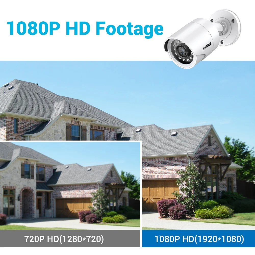 ANNKE 1080P HD TVI Home Security Camera Outdoor Indoor Built with IP66 Weatherproof Housing 2MP Security Camera