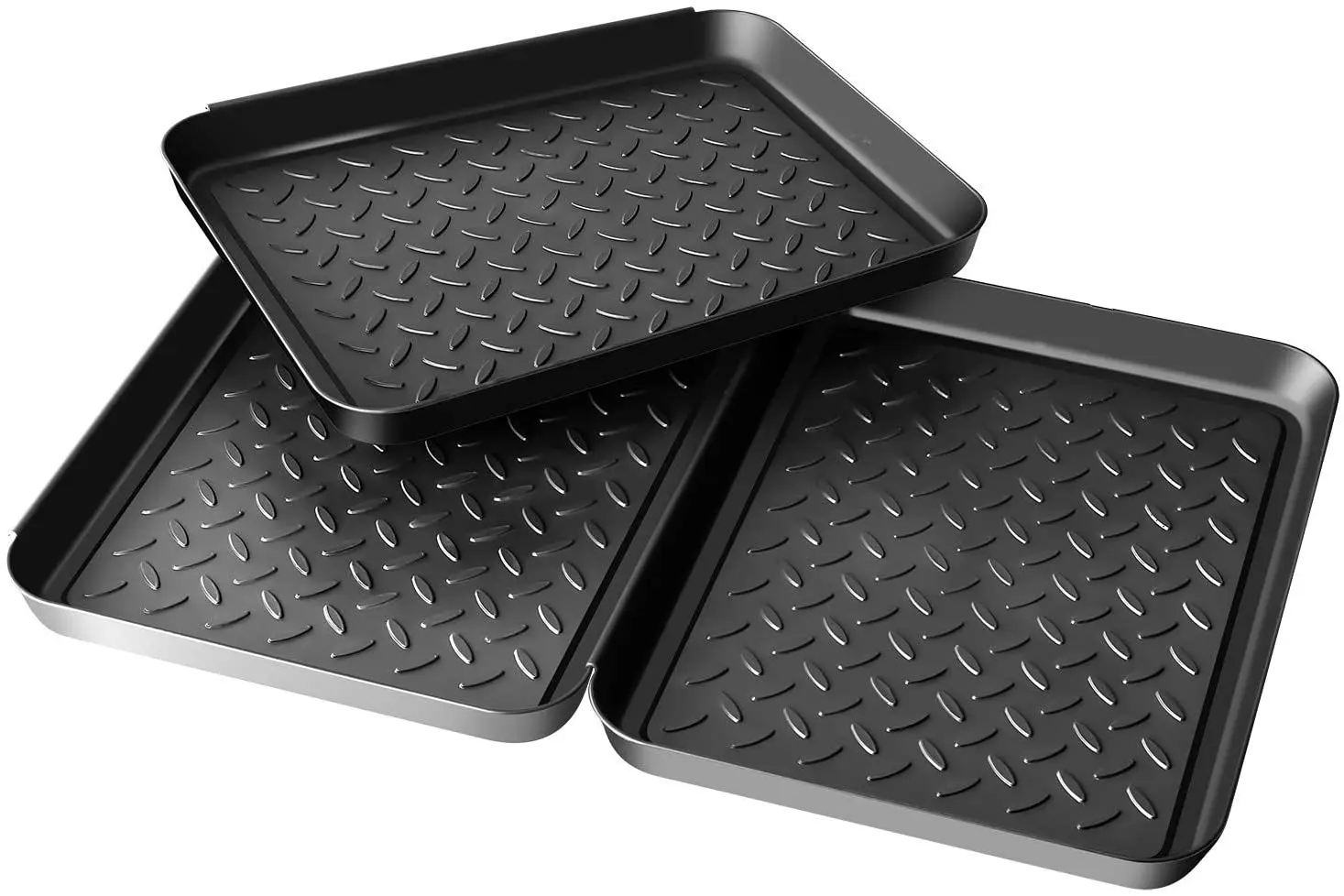Hot Selling 3pc All Purpose Tray Boot Mat Tray for Floor Protection 3 Pack Small Black Shoe Mat Tray for Entryway Indoor