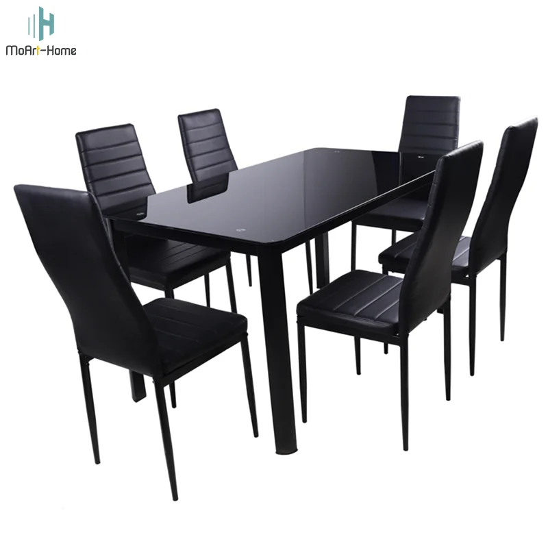 Modern Home Furniture Dining Room Furniture Dining Tables And Chairs Set Chair Tempered Glass Dining Table