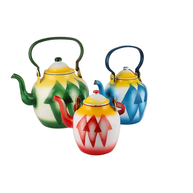New Product Creative Green Teapot Enamel Tea Kettle Cookware 3.3 L  18CM Water Coffee Pot