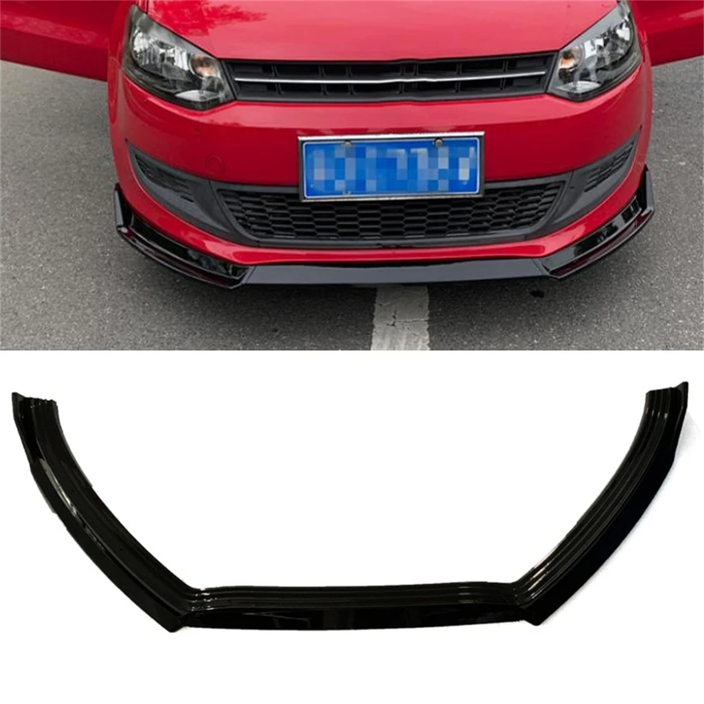 Блеск черный для VW POLO 2009-2011 ABS, передний бампер для губ
