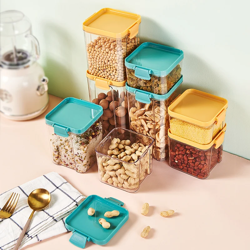 Sealed storage tank for kitchen Japanese style transparent grain storage tank plastic food container