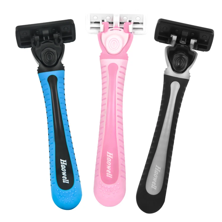 B508DR wholesale hot sell five 5 blade shaving razor blade system razor with soft touch grip handle for man