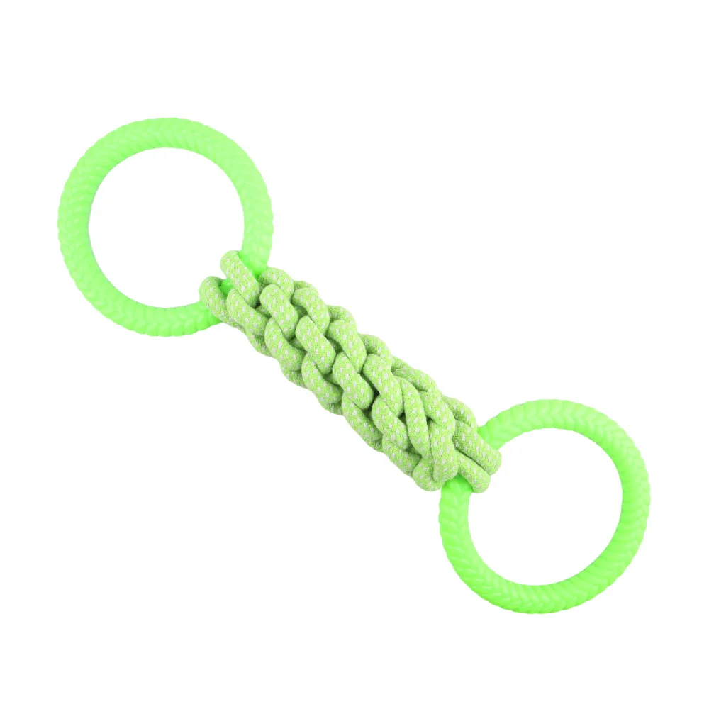 High Quality Bite Cotton Rope Knot Dog Toy with TPR Rubber Tyre for Cleaning Teeth Pet Bed Accessory
