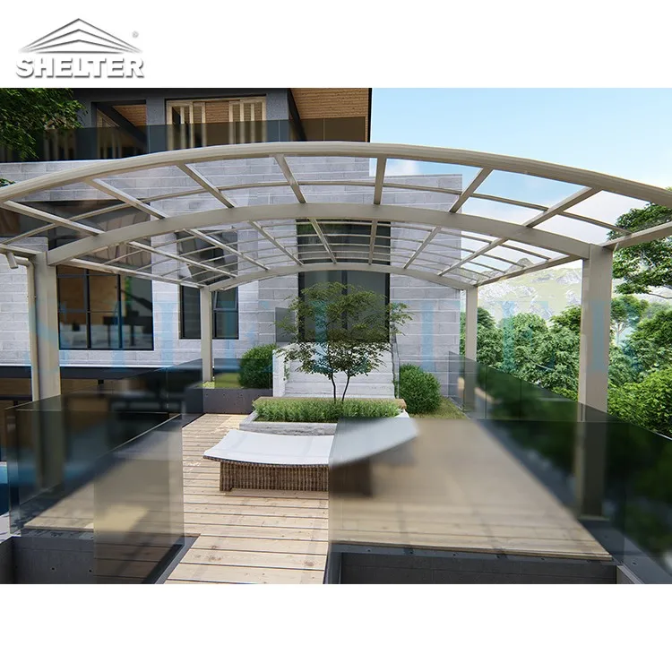 Freestanding Porch Polycarbonate Cover Modern Designs Aluminum Carport with Arched Roof