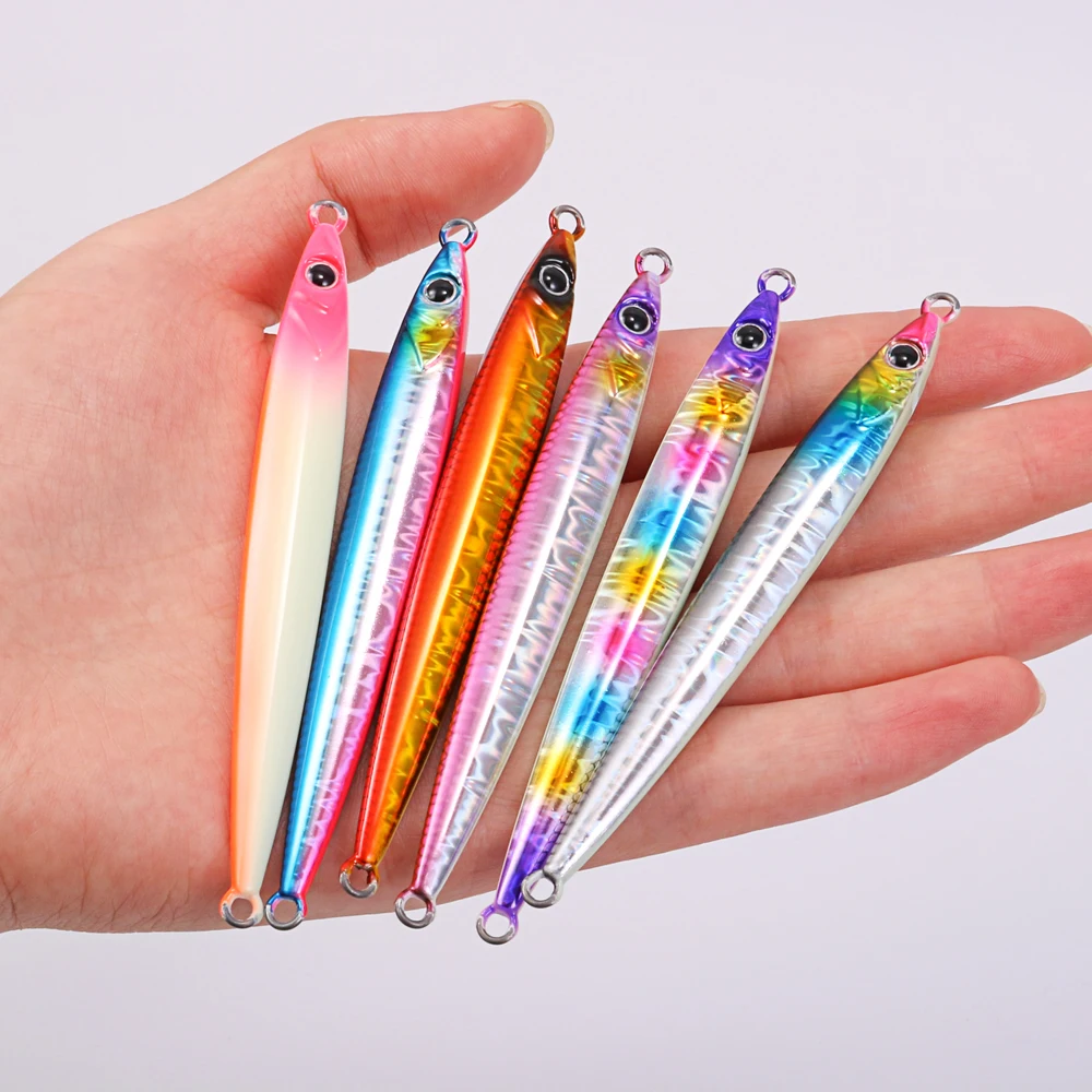 Jiggingpro Slide Stick 60g  metal jig Lead Fish lure Saltwater jigging with UV Glow Belly Mackerel Flounder fishing lure