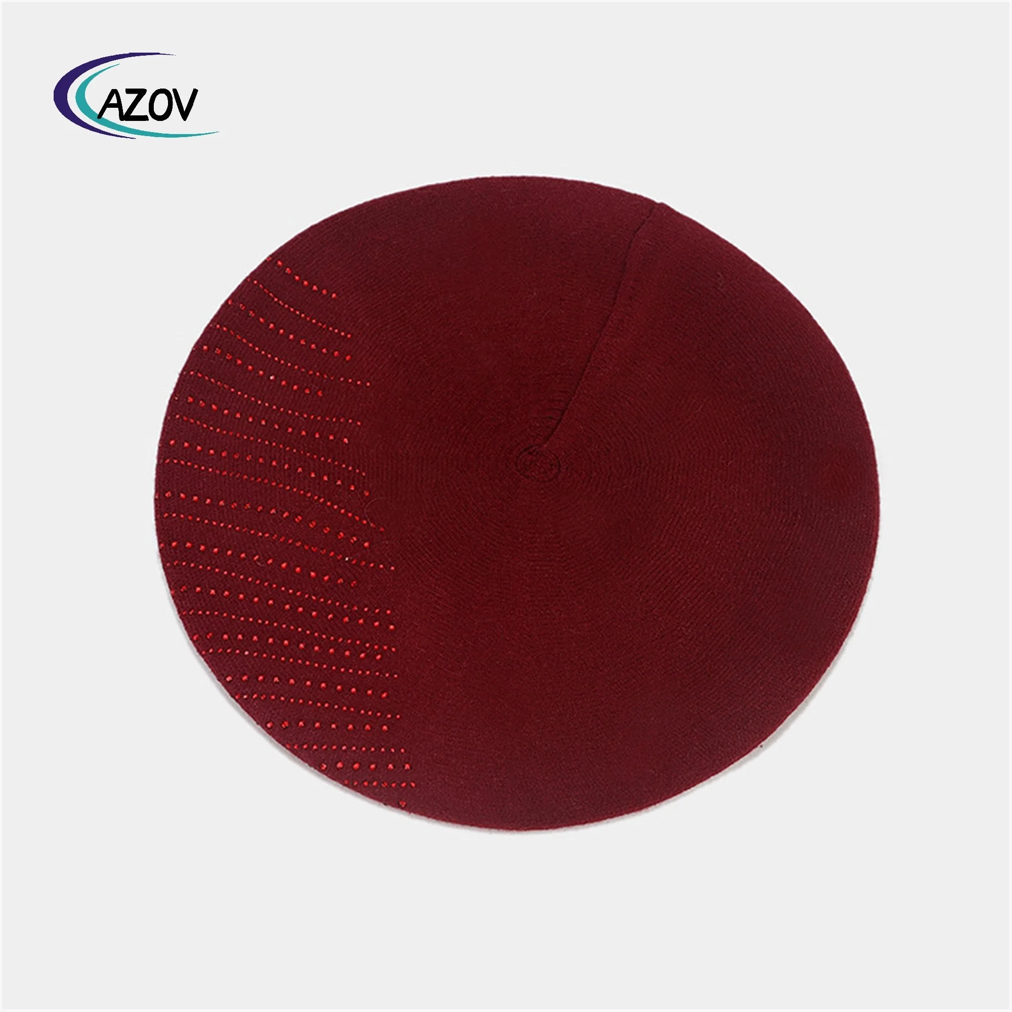 Ladies Fashion Retro Knitted Beret Winter All-Match Hot Drilling Painter Cap Warm Wool Beret
