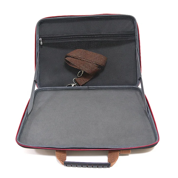Brown Premium Hand Zipper EVA Leather Portable Business Laptop Computer Bag