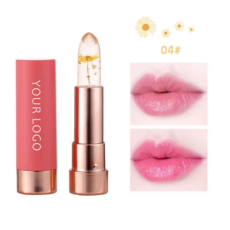 Jelly flower  Magic Flower Lipstick With Gold Foil Jelly Lip Balm Lipstick Color Changing Lipstick Private Label