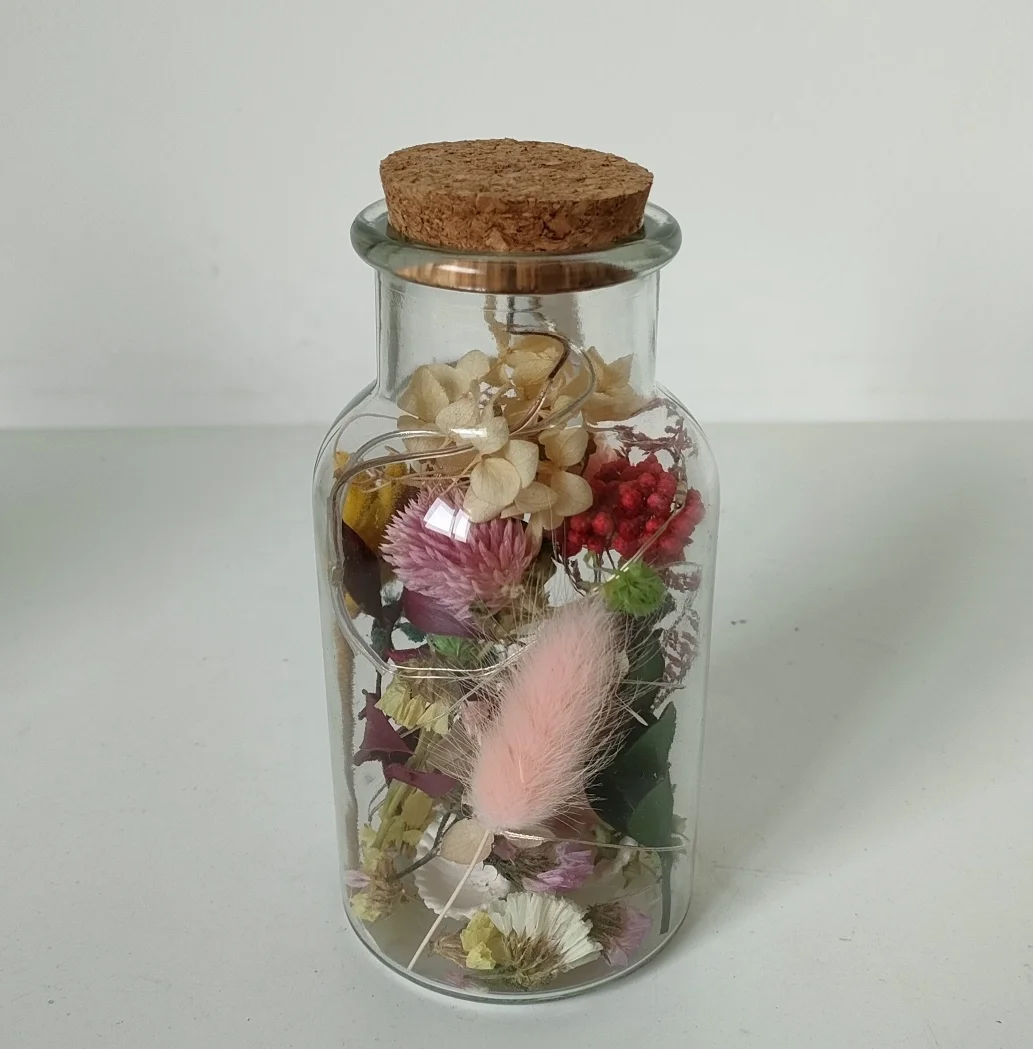 dried preserved flower, grass bottle, LED lighter, flower gift party home decoration