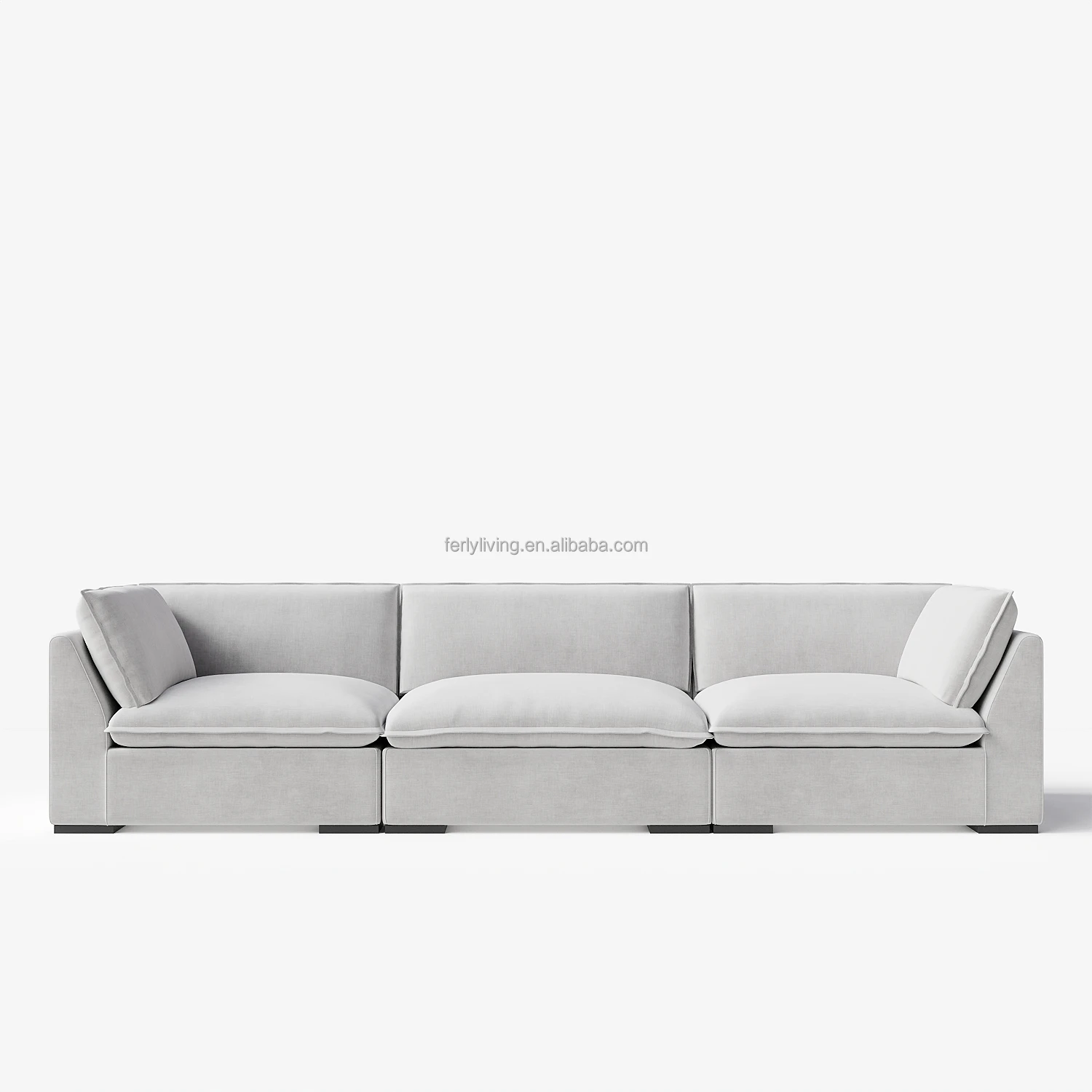 FERLY Comfortable Contemporary Nordic Style Furniture Living Room Sofa MultiSeating U-sectional Sofa With Ottoman