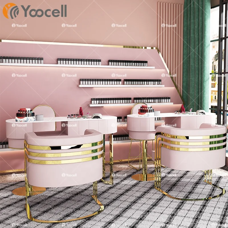  Yoocell розовый кожаный бархатный тканевый Золотой Стол для маникюра с рамкой из нержавеющей стали стул маникюрного Салона Спа салона